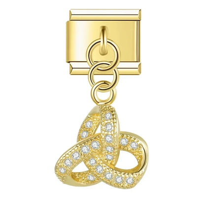 Sparkling Trinity Loop - Gold Pendant Charm