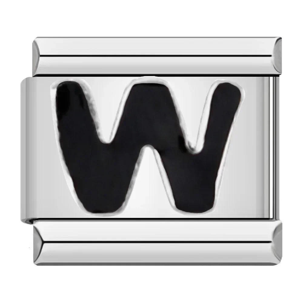 Black Letter W - Silver Charm