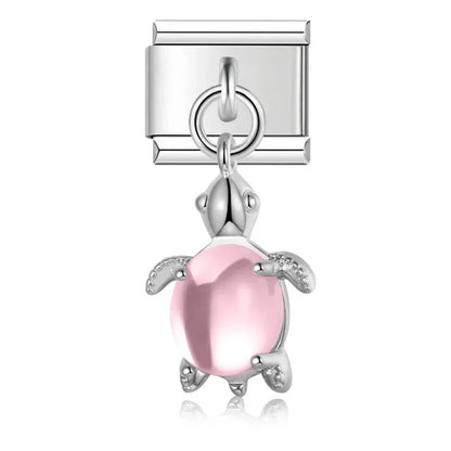 Lovely Pink Turtle - Silver Pendant Charm