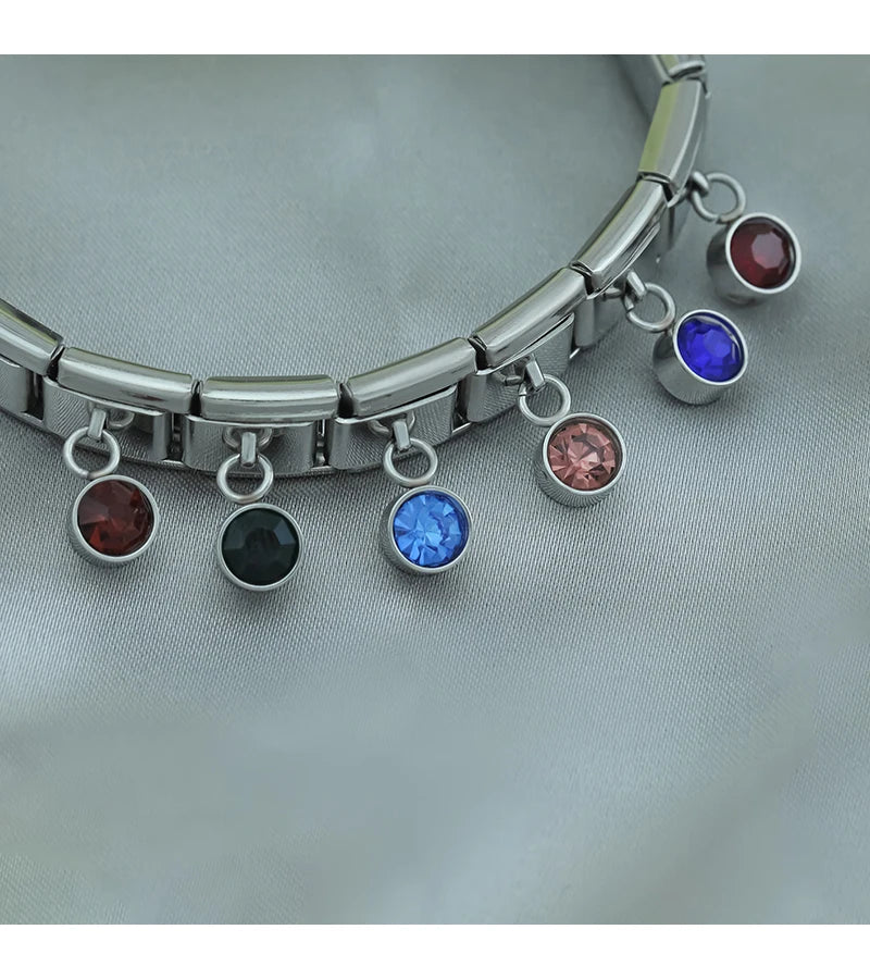 October Birthstone with CZ - Silver Pendant Charm