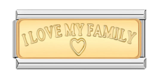I LOVE MY FAMILY - Silver Bar Charm