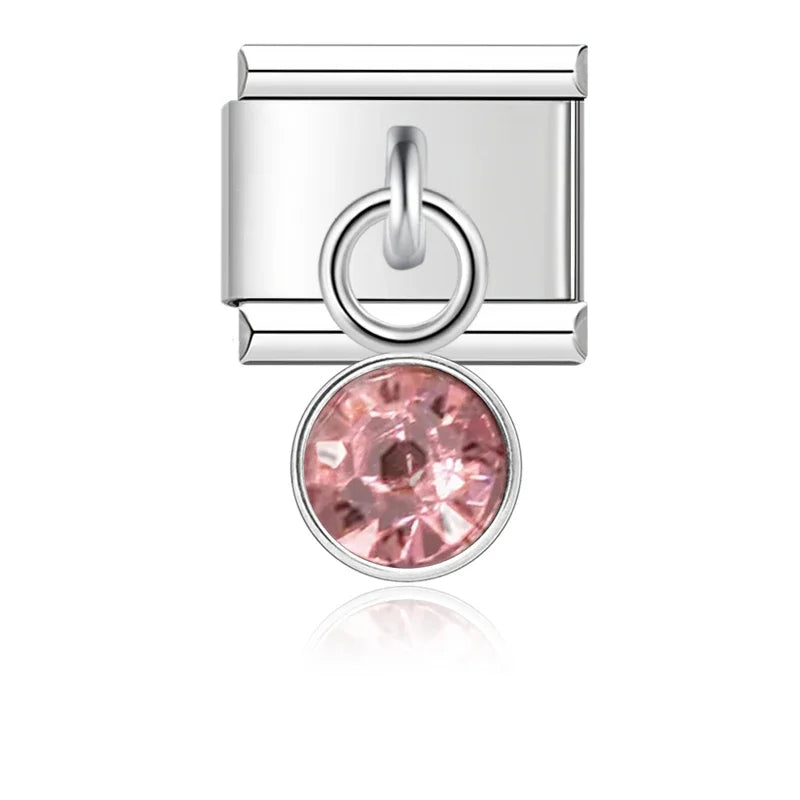 June Birthstone with CZ - Silver Pendant Charm