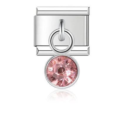 June Birthstone with CZ - Silver Pendant Charm
