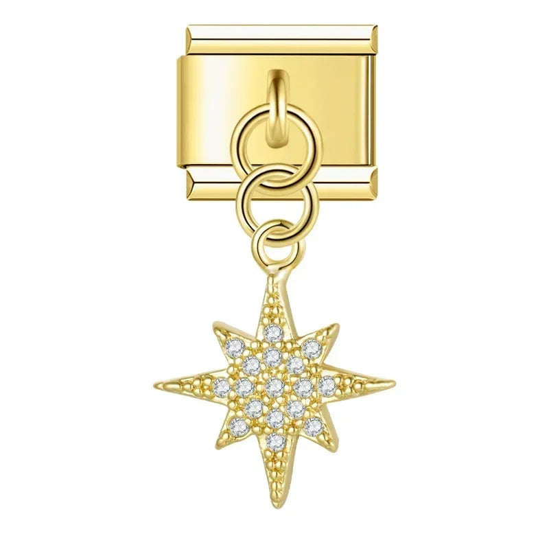 Celestial Star with CZ - Gold Pendant Charm