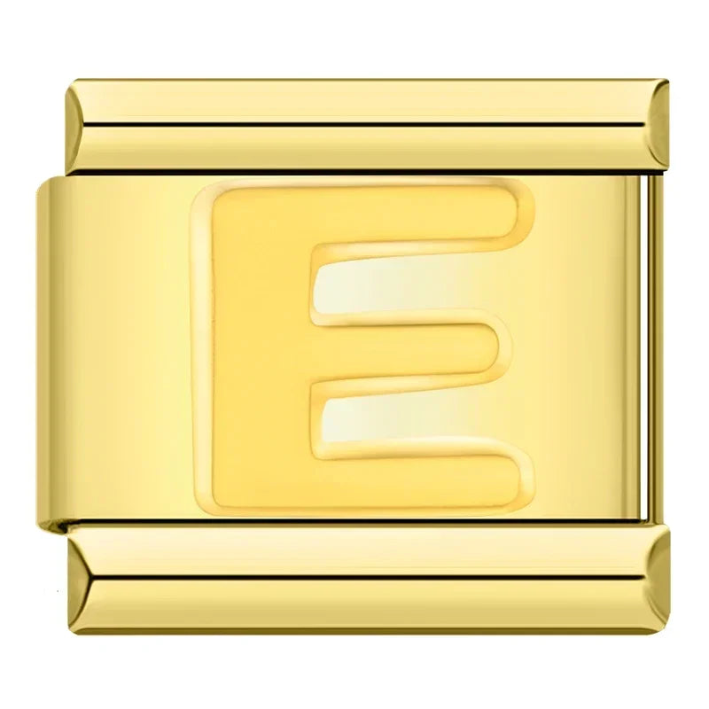 Golden Letter E - Gold Charm