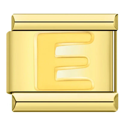 Golden Letter E - Gold Charm