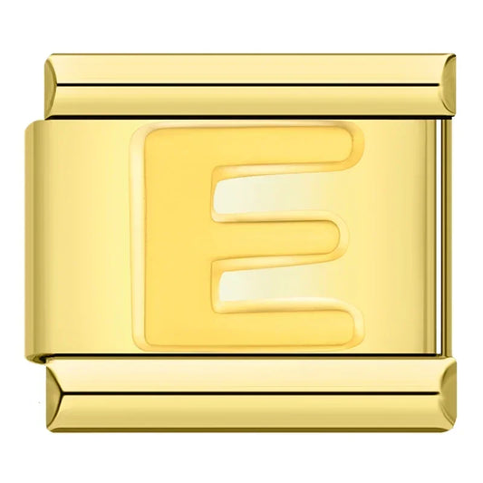 Golden Letter E - Gold Charm