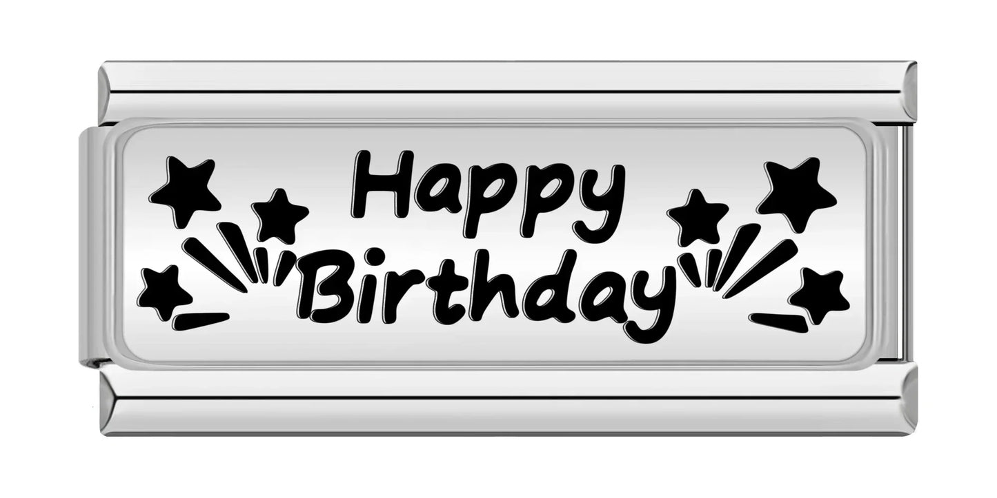 Happy Birthday - Silver Bar Charm