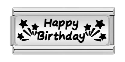 Happy Birthday - Silver Bar Charm
