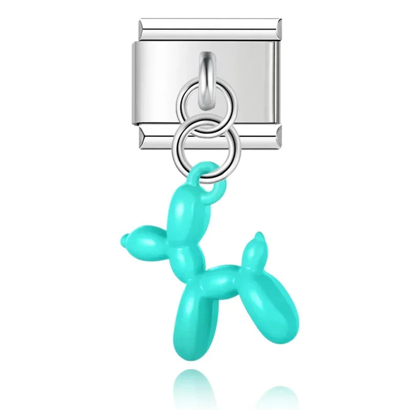Tiffany Blue Balloon Dog - Silver Pendant Charm