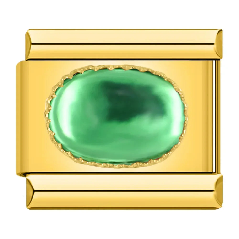 Elegant Emerald Resin - Gold Charm