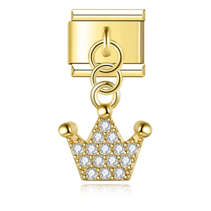 Tiny Crown with CZ - Gold Pendant Charm