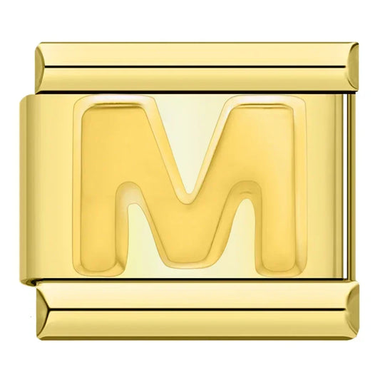 Golden Letter M - Gold Charm