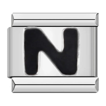 Black Letter N - Silver Charm