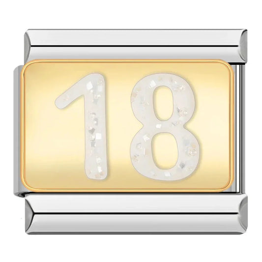 Number 18 Glitter - Silver Charm