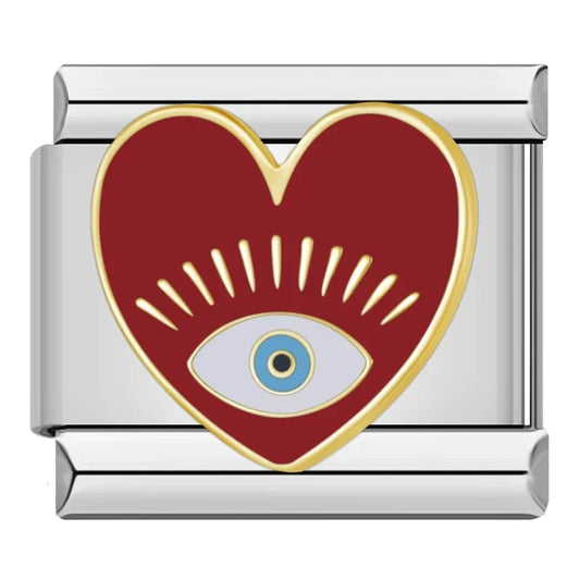 Red Heart Evil Eye charm