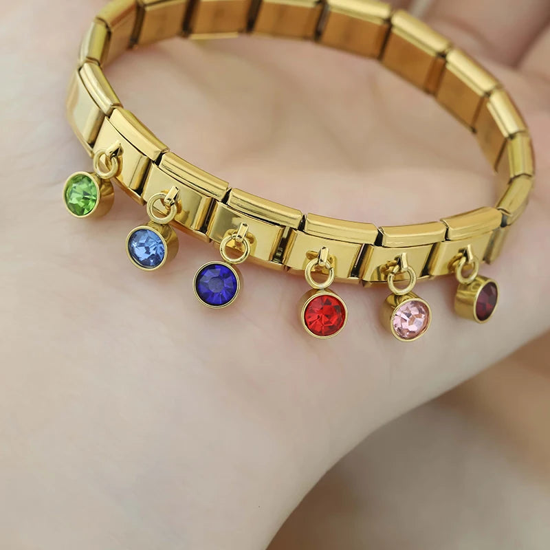 March Birthstone with CZ - Gold Pendant Charm