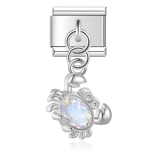 Crystal Crab - Silver Pendant Charm