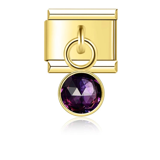 January Birthstone with CZ - Gold Pendant Charm