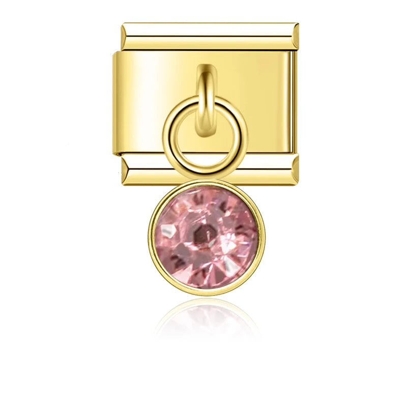 June Birthstone with CZ - Gold Pendant Charm