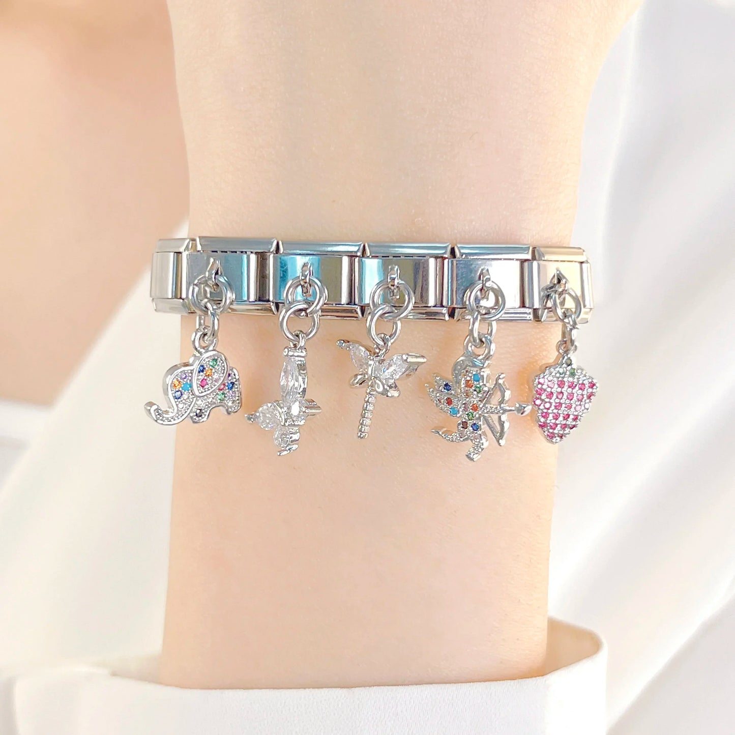 Crystal Dragonfly - Silver Pendant Charm