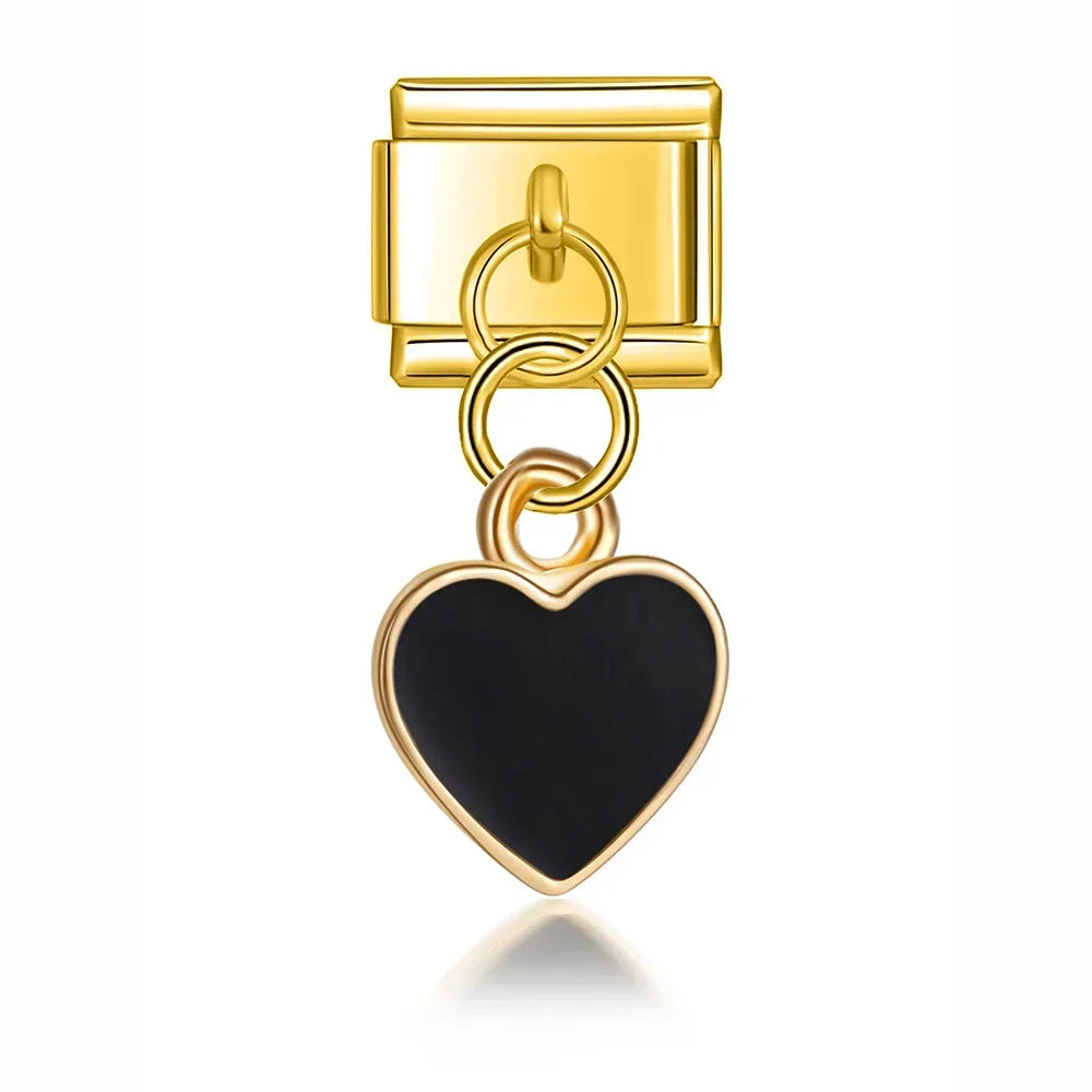 Black Heart - Gold Pendant Charm