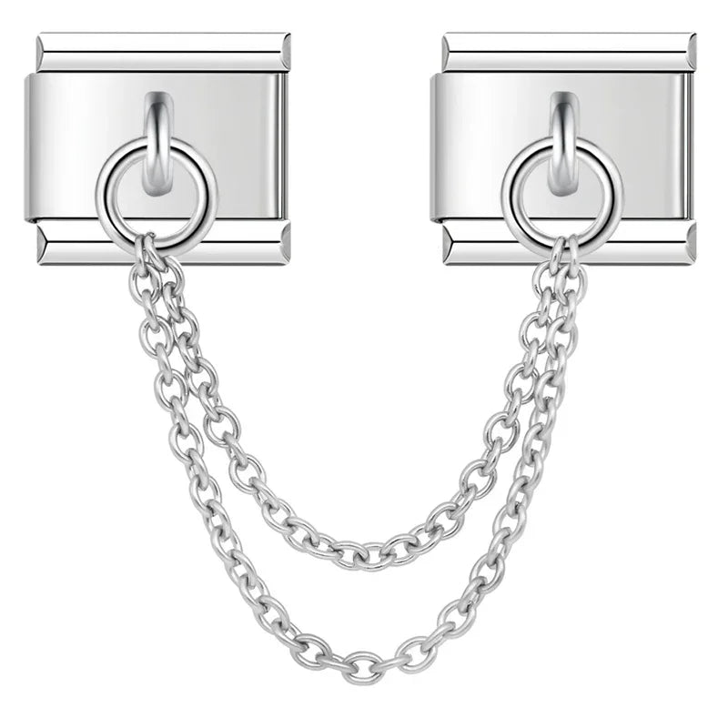 Double Layer - Double Silver Chain Charm