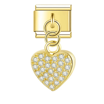Elegant Heart with CZ - Gold Pendant Charm