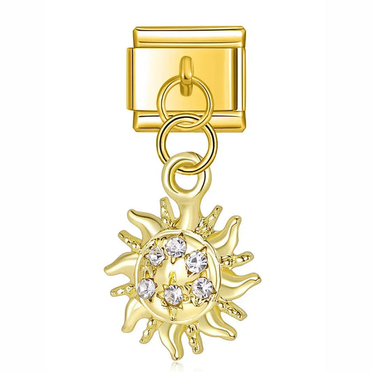 Sunburst with CZ - Gold Pendant Charm