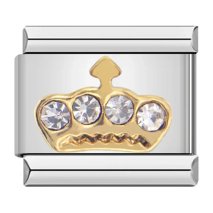 Golden Crown with CZ - Silver Charm