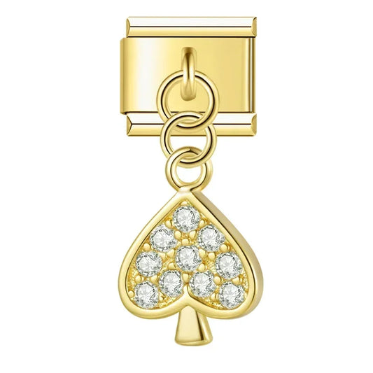 Ace of Spades with CZ - Gold Pendant Charm