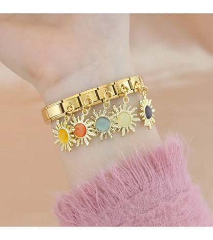 Golden Sun with Honey Resin Gem - Gold Pendant Charm