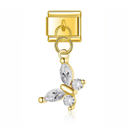 Crystal Butterfly - Gold Pendant Charm