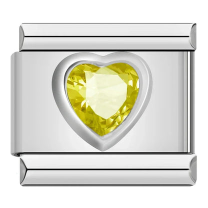 Daisy Yellow Resin Heart - Silver Charm