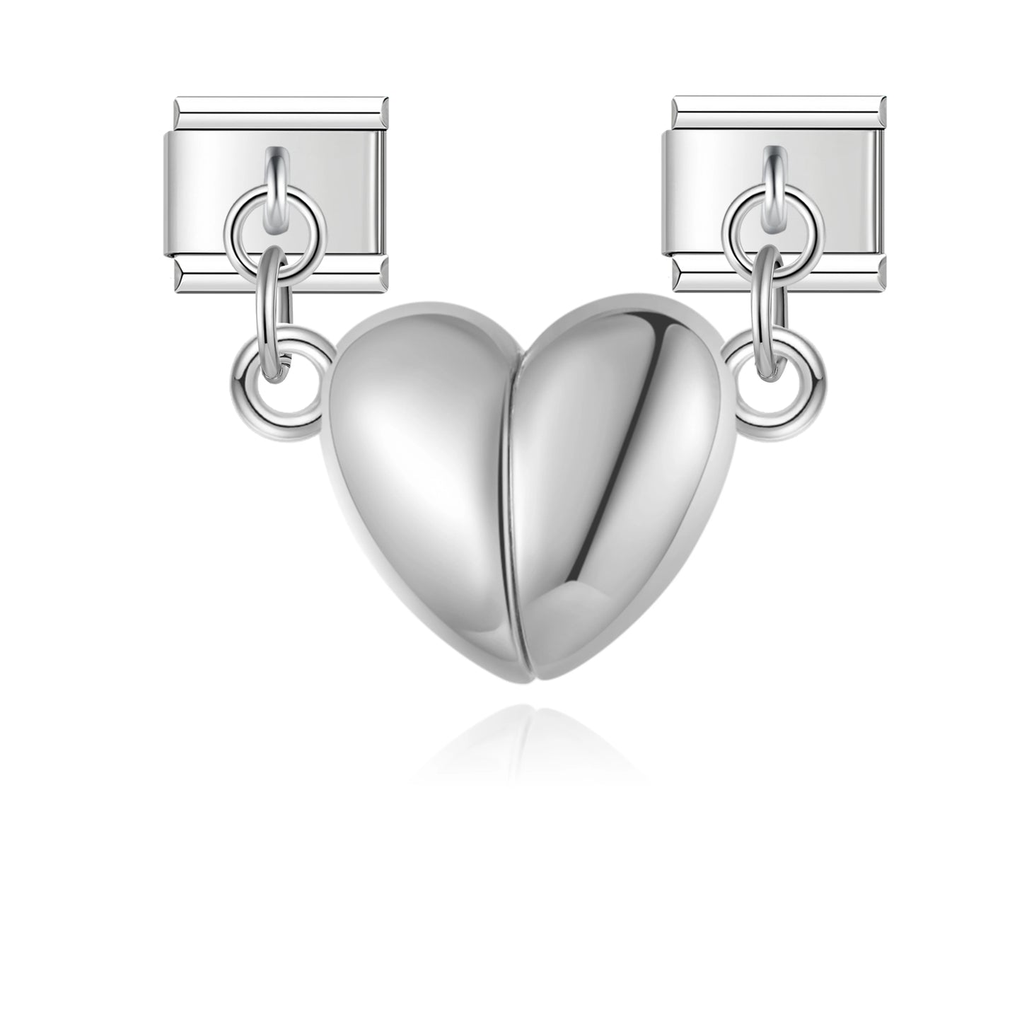 Bold Heart Duo - Silver Pendant Charm