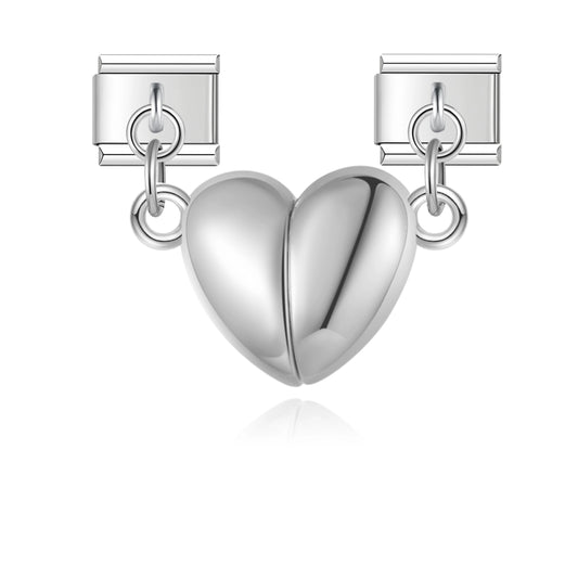Bold Heart Duo - Silver Pendant Charm