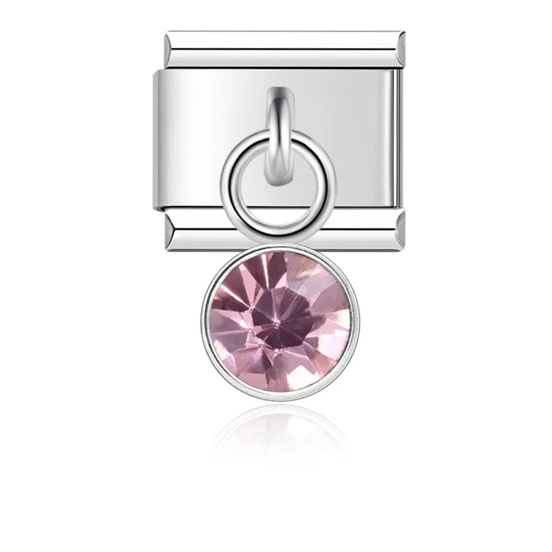 February Birthstone with CZ - Silver Pendant Charm