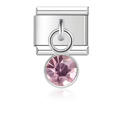 February Birthstone with CZ - Silver Pendant Charm