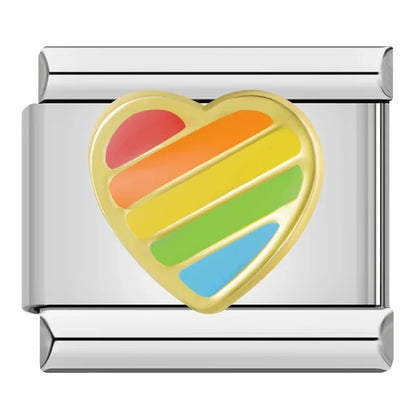 Rainbow Heart - Silver Charm