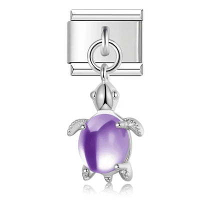 Lovely Purple Turtle - Silver Pendant Charm