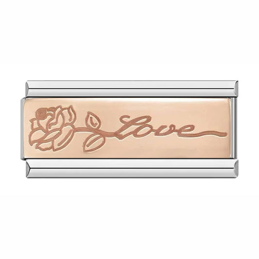 Love with Flower - Silver Rose Bar Charm