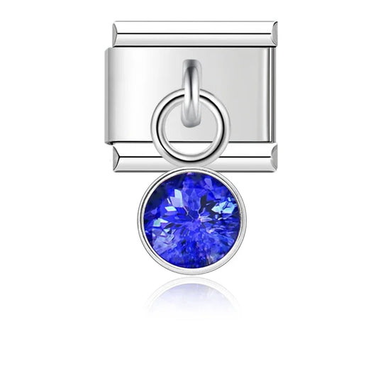 September Birthstone with CZ - Silver Pendant Charm