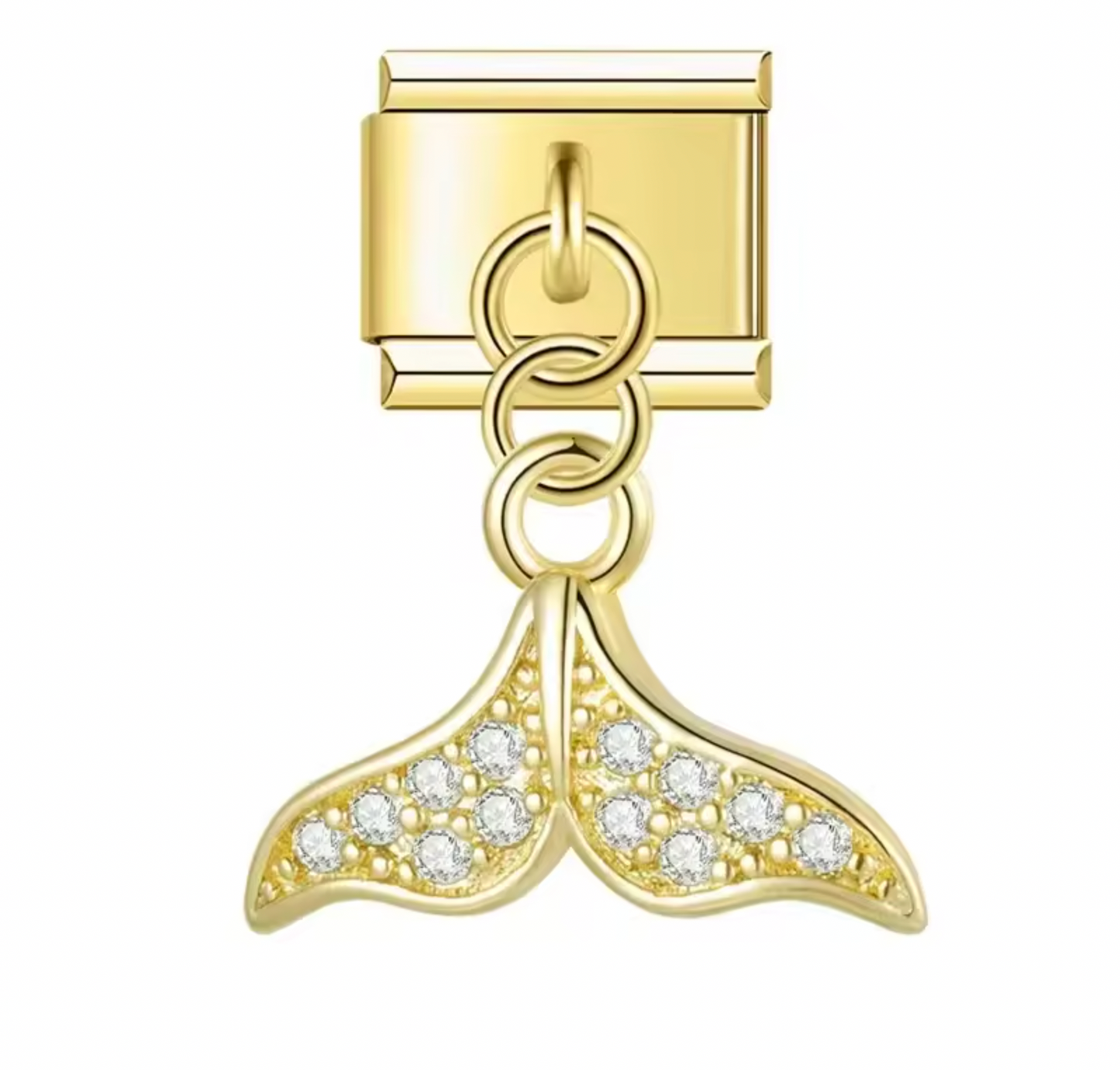 Mermaid Tail with CZ - Gold Pendant Charm